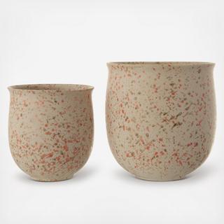 Stoneware Terrazzo 2-Piece Planter Set