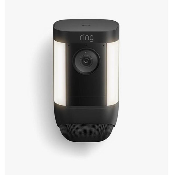 Ring Spotlight Cam Plus, Solar | Two-Way Talk, Color Night Vision, and Security Siren (newest model) - Black