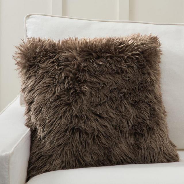 Luxe Faux Fur Pillow Cover, 20 x 20", Mushroom