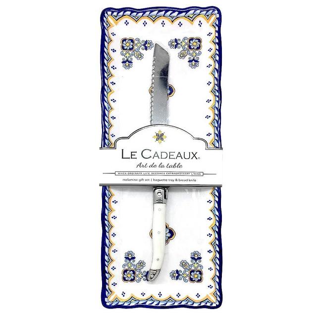 Le Cadeaux Melamine Baquette Tray with Bread Knife Gift Set, Sorrento