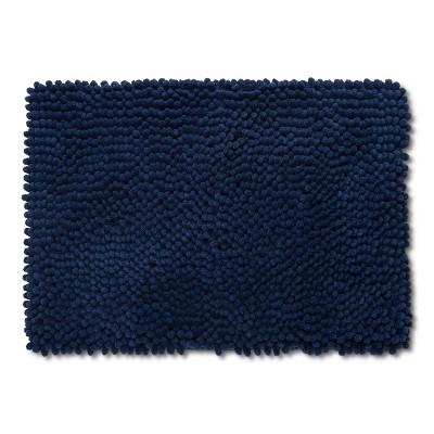24" x 17" Chunky Chenille Memory Foam Bath Rug Nighttime Blue - Room Essentials™