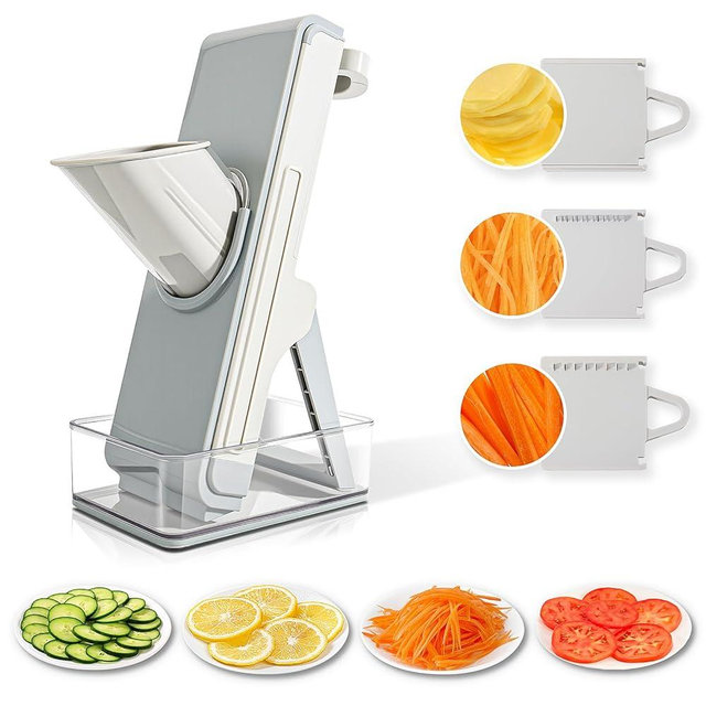 Safe Mandoline Slicer for Kitchen, 4-In-1 Chopper Vegetable Cutter, Mandolin Julienne Slicers for Fruits and Vegetables, Potato Cutter for Fries, Kitchen Gadgets and House Essentials