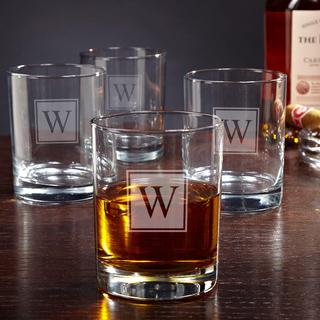 Eastham Block Monogram Personalized Rocks Glasses, set of 4