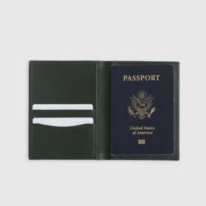 Nappa Leather RFID Blocking Passport Holder in Dark Green