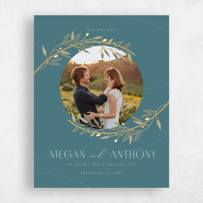 Grayed Teal, Grey Wedding Save the Date - Stefana Photo