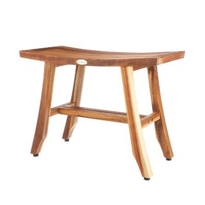 24" Satori ED992 Wide Teak Shower Stool for Shaving Legs - EcoDecors