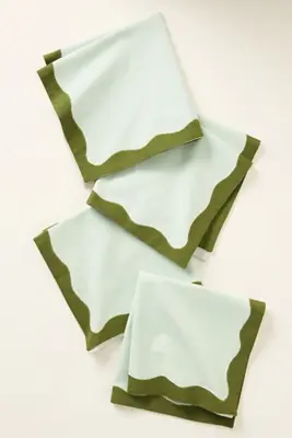 Ruby Scallop-Border Napkins, Set of 4