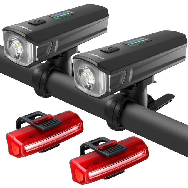 APECYC Bike Lights for Night Riding, 1200 Lumen Bicycle Front Headlight and Back Taillight with 4+5 Light Modes, USB Rechargeable Bright Bike Headlights for Cyclists and Commuters