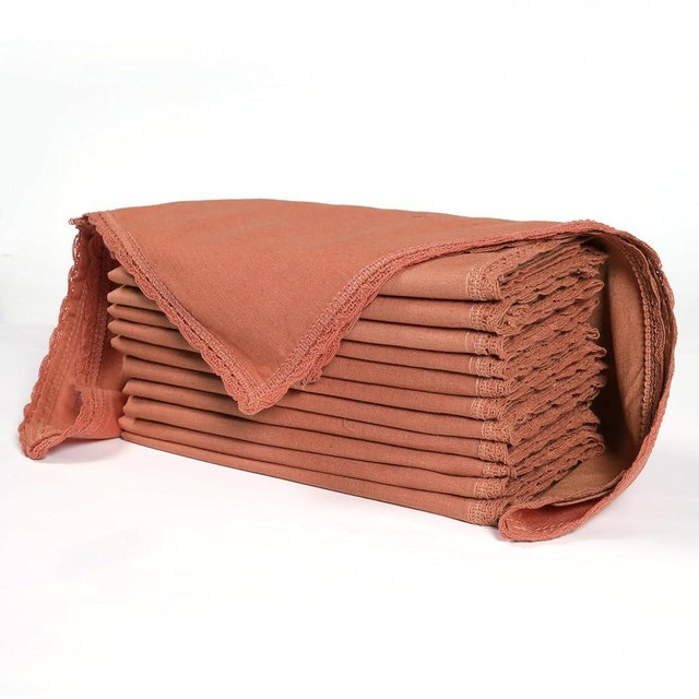 Ramanta Home Linen Flax Cloth Napkins Set of 12 - Soft & Durable Decorative Lace Dinner Napkin for Wedding Parties Events | Washable Premium Cotton Table Décor for Everyday Use 18x18 Inch - Rust
