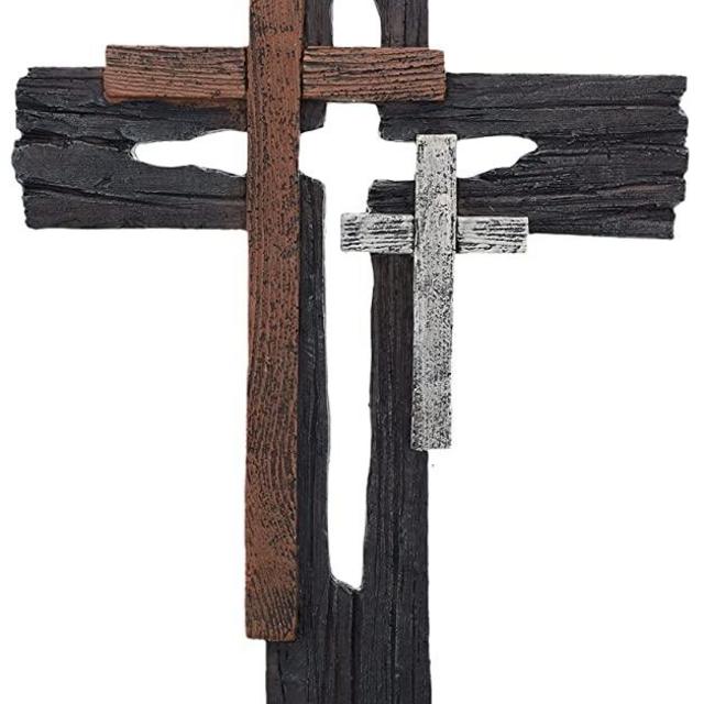 Rustic Multi Layered Decorative Wall Cross - Weathered Wood Look Spiritual Art Sculpture