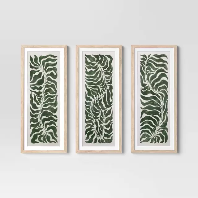 12"x28" Modern Seaweed Framed Arts Naturals - Threshold™