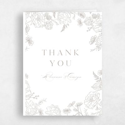Oatmeal, Grey Wedding Thank You - Astrid Portrait Letterpress