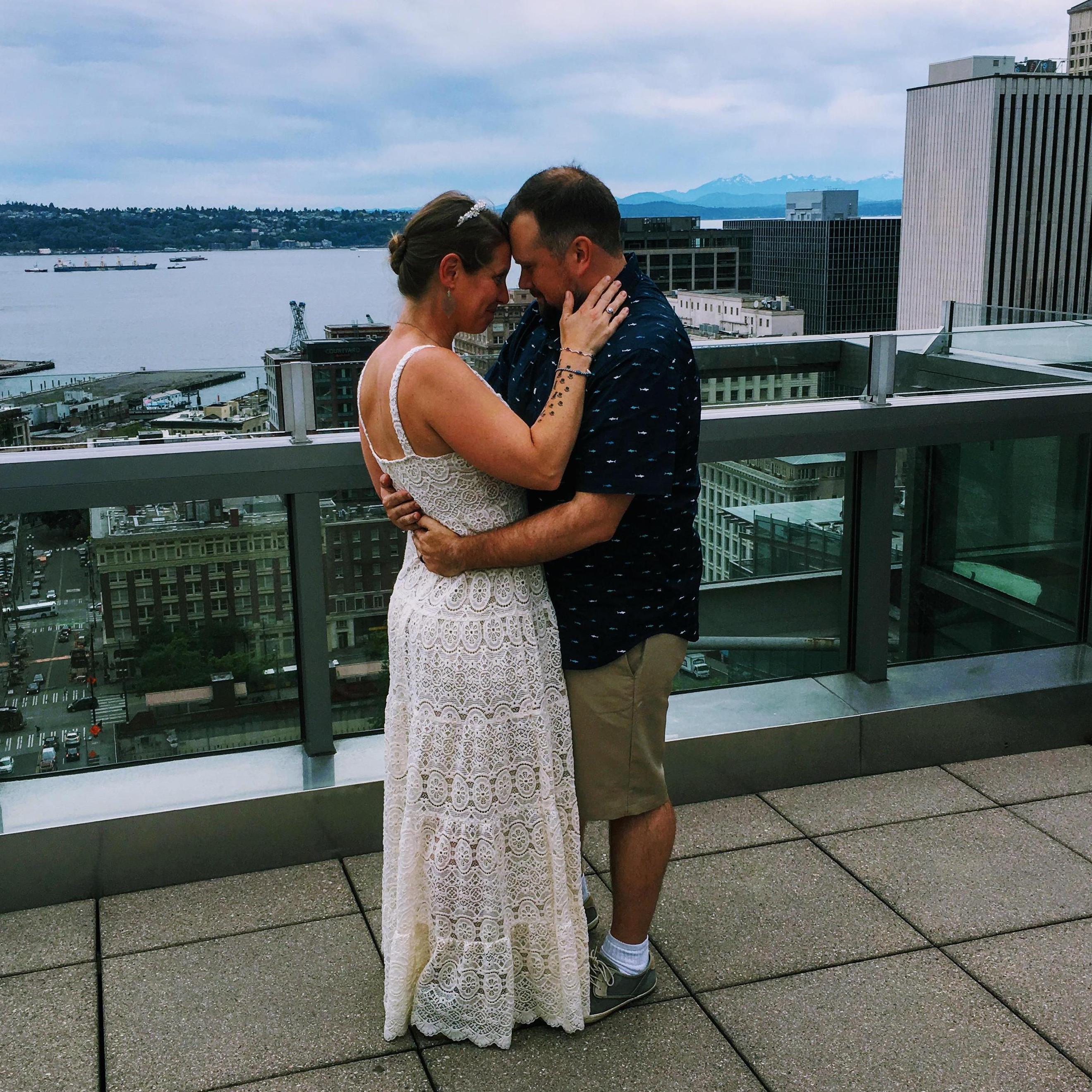 Right after we said I DO on top of Seattle Municipal Court building in downtown.