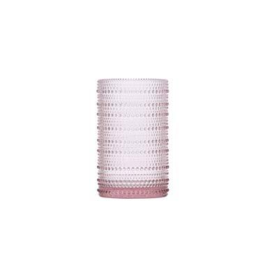 D&V Jupiter Glass Collection Iced Beverage, 13 Ounce, Pink, Set of 6