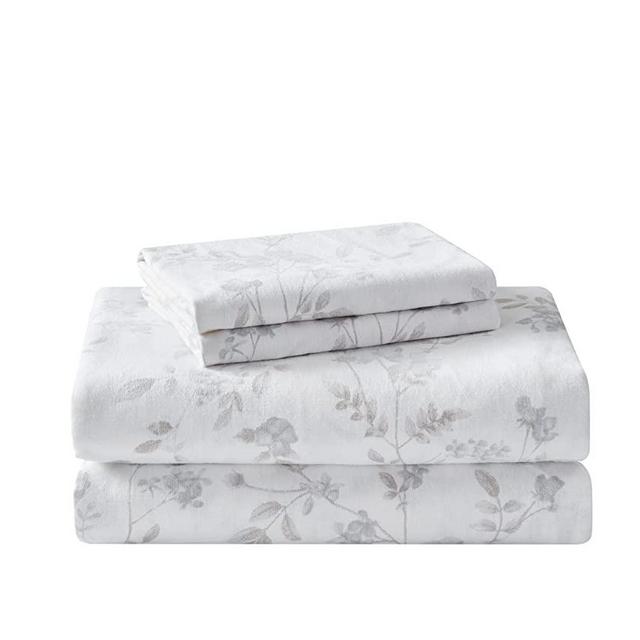 Laura Ashley Home - King Sheets, Cotton Flannel Bedding Set, Brushed for Extra Softness & Comfort (Fawna, King)