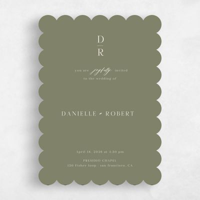 Green Scalloped Wedding Invitation - Asher Classic