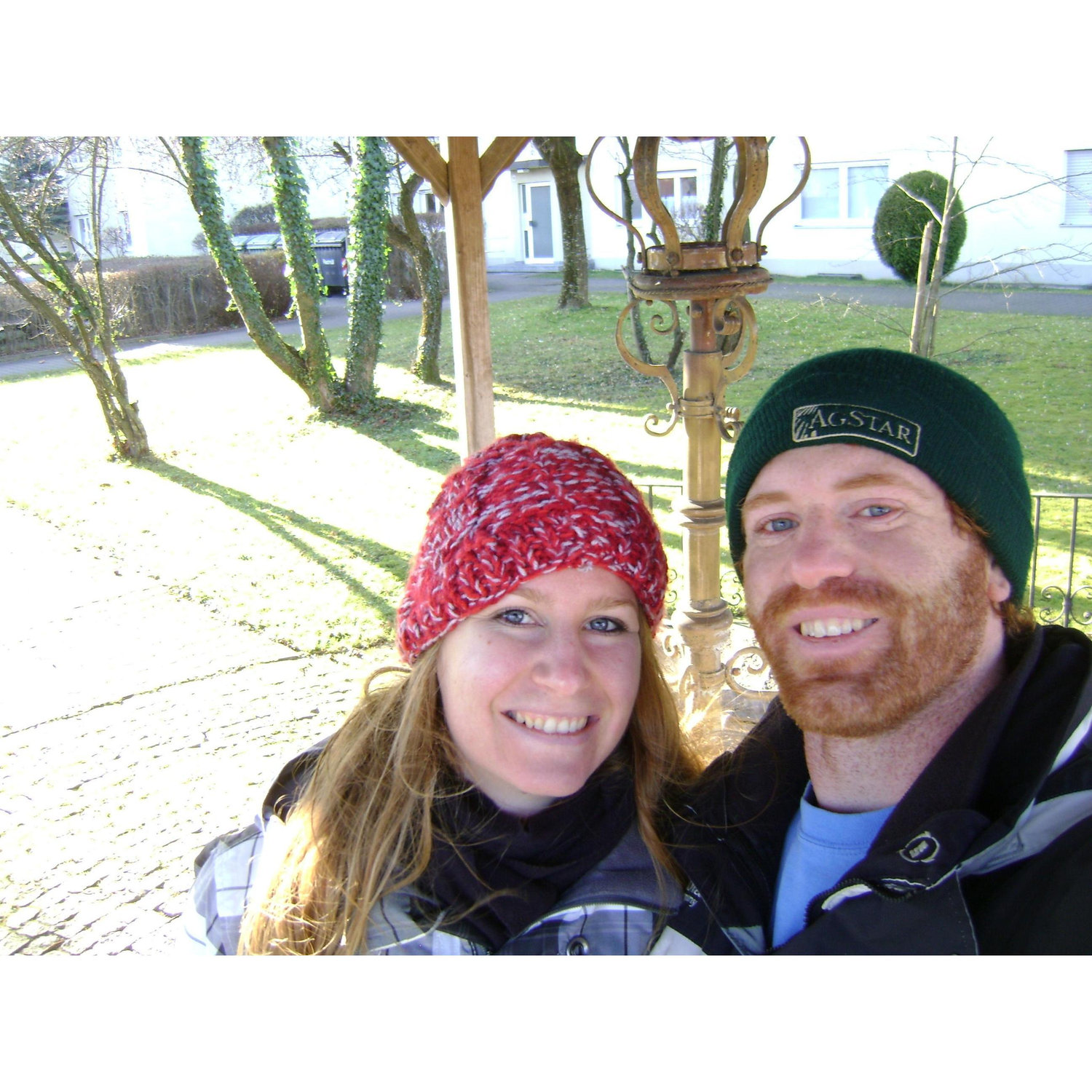 Brett's first visit to Sabrina's hometown Königsbrunn in Deceber 2014 – in front of the "King's Well"