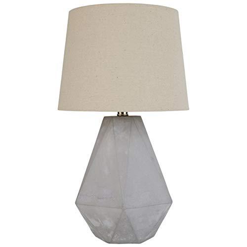 Rivet Mid Century Modern Diamond Cut Concrete Bedside Table Desk Lamp With Light Bulb - 20 Inches