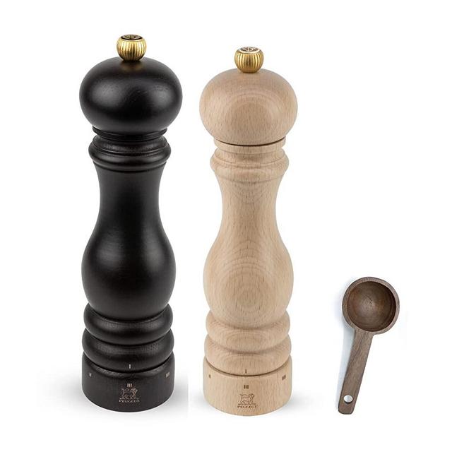Peugeot Paris u'Select Salt & Pepper Mill, Inch, Chocolate/Natural - With Wooden Spice Scoop (9 Inch)