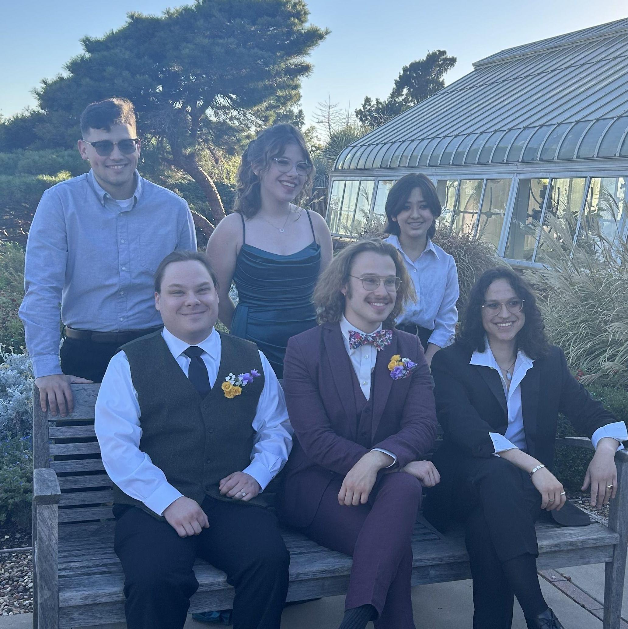 Peter with his siblings and cousins at Rob's wedding.