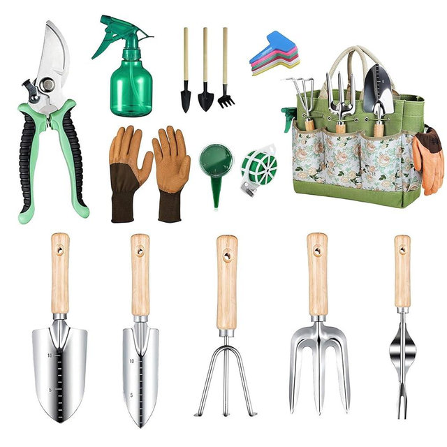 Gardening Tools 12-Piece, Durable Heavy Duty Garden Tool Set Stainless Steel, Garden Hand Tools with Tote Bag, Non Slip Handles, Gardening Ideal Gifts for Women and Men