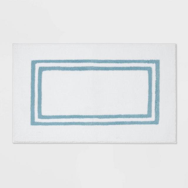 21"x34" Border Bath Rug Aqua - Threshold Signature™