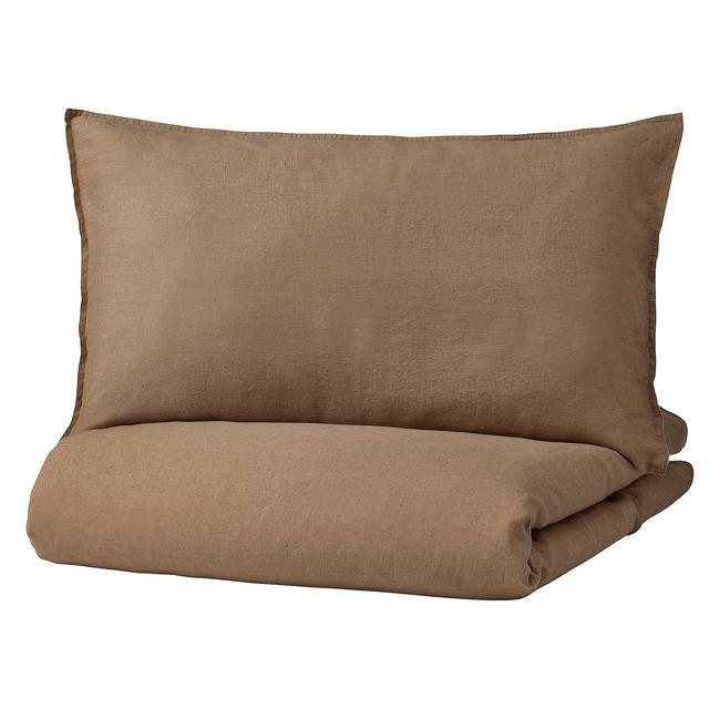 DYTÅG Duvet cover and pillowcase(s), dark beige, Full/Queen (Double/Queen)Show measurements specifications