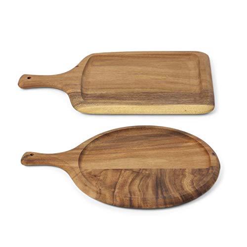 K&K Interiors 15017A Set of 2 Carved Assorted Cutting Boards, Wood