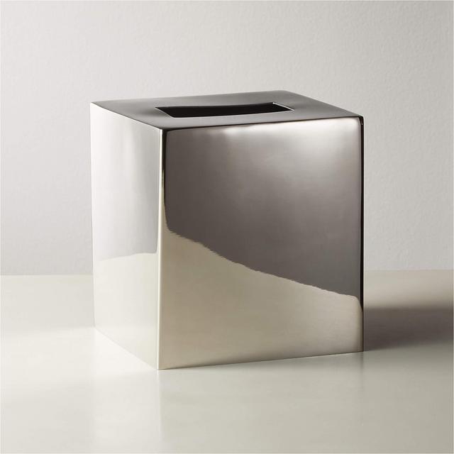 Elton Polished Stainless Steel Tissue Box Cover