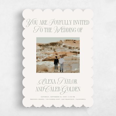 Green Scalloped Wedding Invitation - Orable Photo