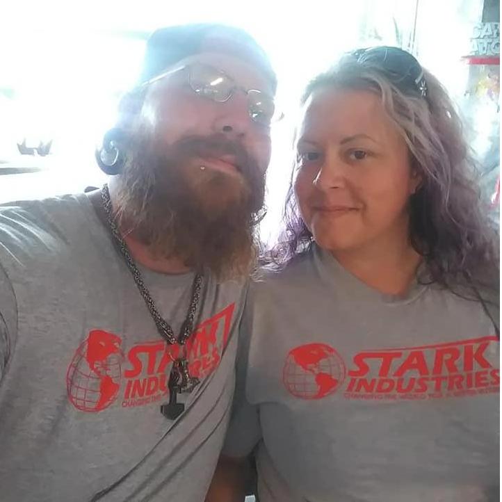 One year anniversary "day date" calls for matching Marvel tee shirts!!