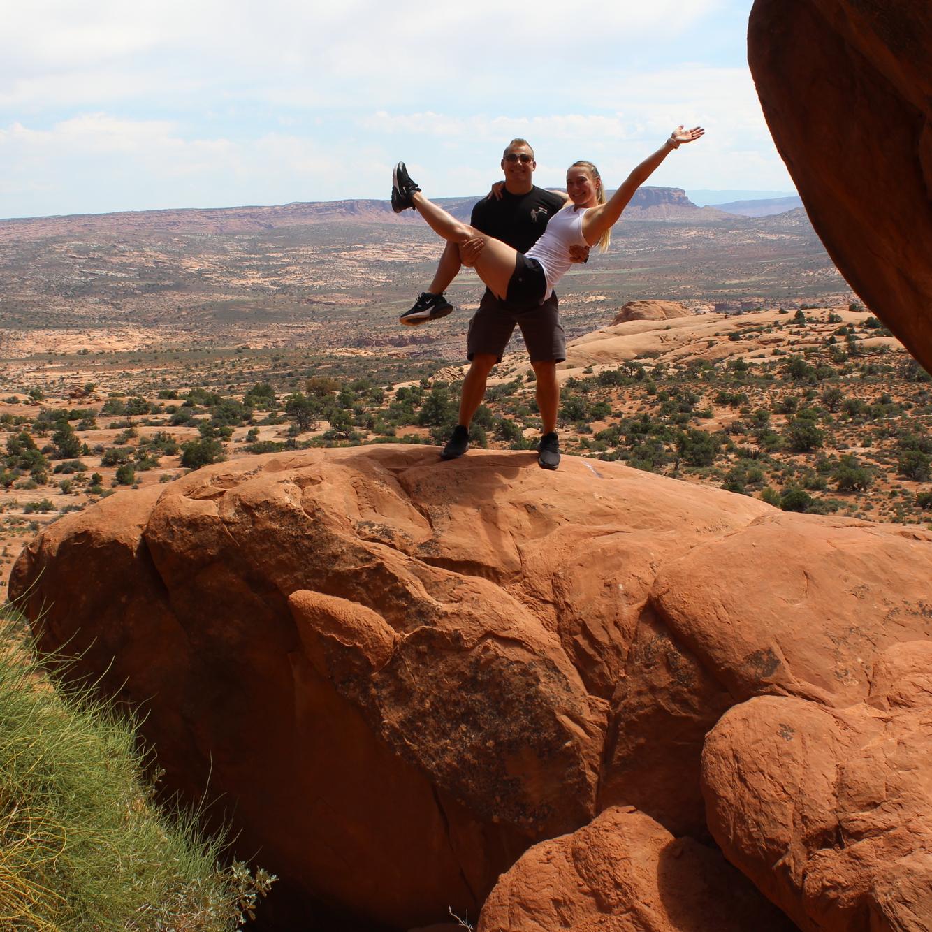 Our first road trip together! This was taken at the Arches National Park in Utah!