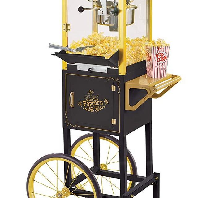 Nostalgia CCP510BK Vintage Professional Popcorn Cart-New 8-Ounce Kettle-53 Inches Tall-Black