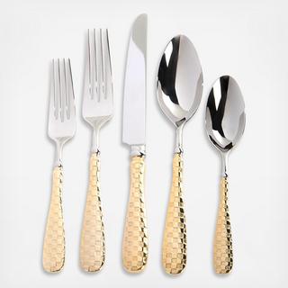 Gold Check 5-Piece Flatware Set, Service For 1