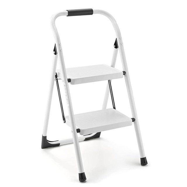 Step Stool for Adults,2 Step Ladder Folding 330lbs Anti Slip Step Stool,Foldable Ergonomic 2 Steel Stool with Wide Pedal for Home, Kitchen, Office