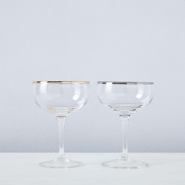 Metallic Rimmed Champagne Coupes (Set of 6)