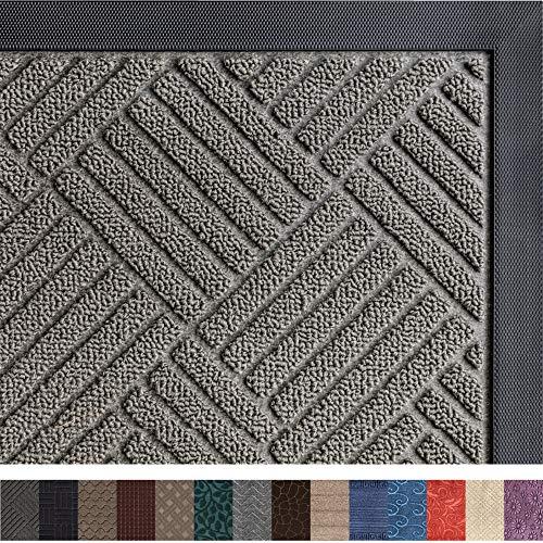 Gorilla Grip Original Durable Rubber Door Mat, 35x23, Heavy Duty Doormat for Indoor Outdoor, Waterproof, Easy Clean, Low-Profile Rug Mats for Entry, Patio, High Traffic Areas, Gray Diamond