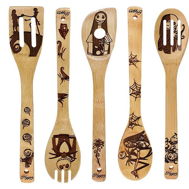 Nightmare Wooden Spoons Great Utensil Set Fun Gift Idea Serving Utensils Burned Bamboo Spoons Kitchen House Warming Present Slotted Spoon 5 Piece