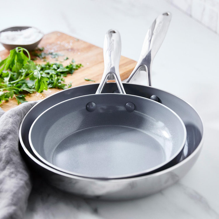 GreenPan, Valencia Pro Stainless Steel 2-Piece Fry Pan Set | Zola