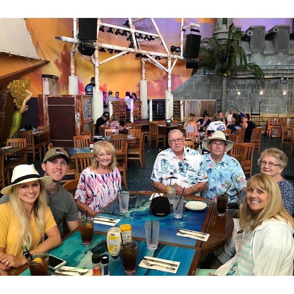 Eating lunch in Panama City Florida with Trae's Mom, Mamaw, Papaw, Joe and Aunt June