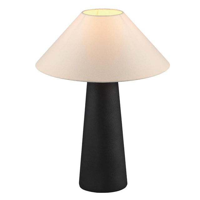 Globe Electric Novogratz x 18" Ceramic Table Lamp, Matte Black, Off-White Tapered Fabric Shade, in-Line Rocker Switch, 5 Ft. Clear Cord, Home Office, Desk, Living Room