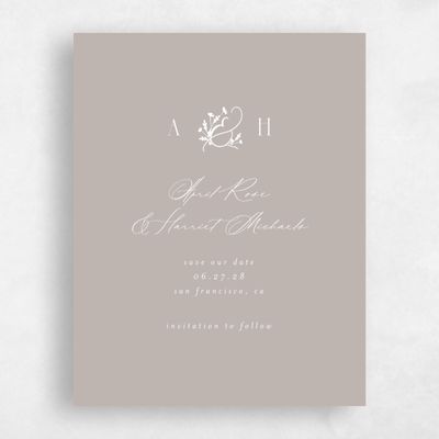 Greige, Brown Wedding Save the Date - Olmo Classic