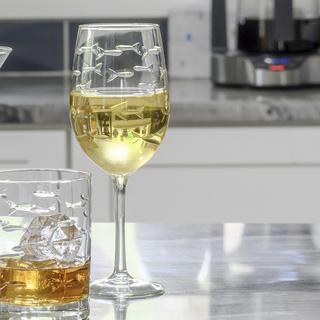 School of Fish White Wine Glass, Set of 4