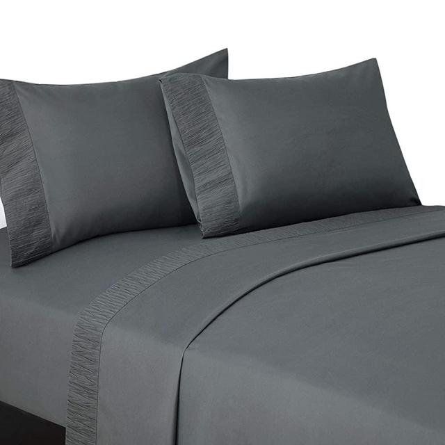 Bedsure King Size Sheets Set Grey - 4 Pieces Soft 1800 Bedding Microfiber Sheets for King Size Bed, Wrinkle, Fade, Stain Resistant King Sheets Sets