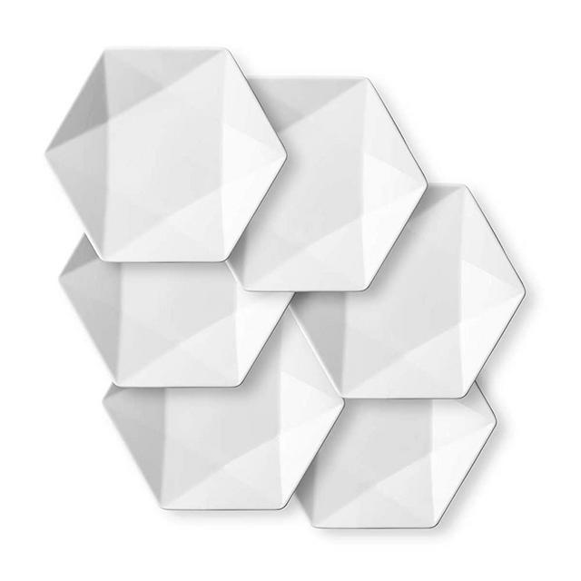 Delling Dessert Plates Set-Ceramic 6.4in White Serving Plates/Appetizer/Salad Plate- Dinnerware Dishes Set for Snacks, Pasta, Side Dishes -Serving Plate Set of 6