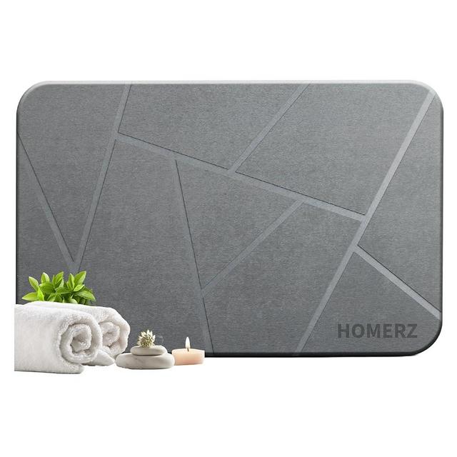 Homerz Stone Bath Mat – Premium Diatomaceous Earth Bath Mat, Rock Absorbent Bath Mats for Bathroom, Modern Stone Drying Mat, Shower Mat Outside Shower, Tapetes para Baño 23.6"x15.3" Gray