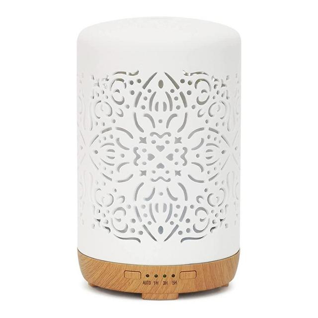 Earnest Living Essential Oil Diffuser White Ceramic Diffuser 250 ml Timers Night Lights and Auto Off Function Home Office Humidifier Aromatherapy Diffusers for Essential Oils