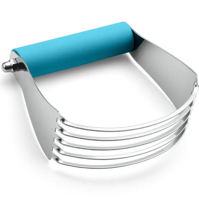 Spring Chef Large Dough Blender for Baking, Heavy Duty Dough Cutter Tool, Stainless Steel Puff Pastry Cutter Tool with Sharp Blades, Dishwasher Safe Manual Pastry Blender for Easy Mixing - Teal