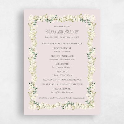 Light Mauve, Pink Wedding Program - Daisi