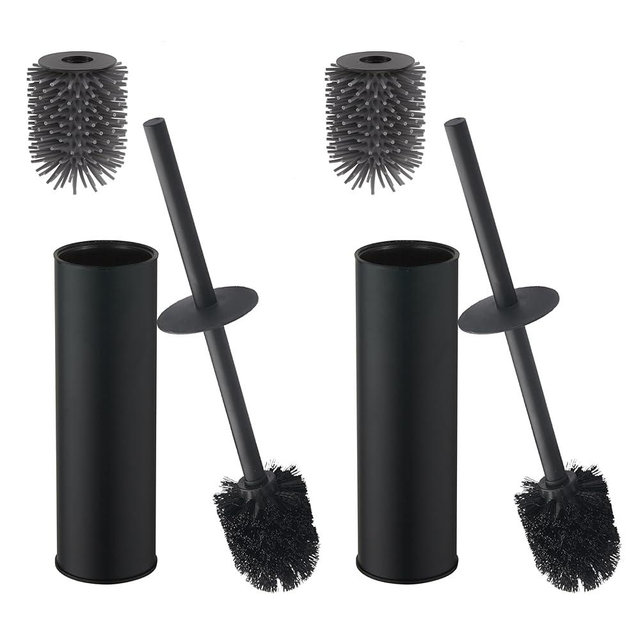 Toilet Brush and Holder,Stainless Steel Toilet Brushes for Bathroom with Holder 2pack Black